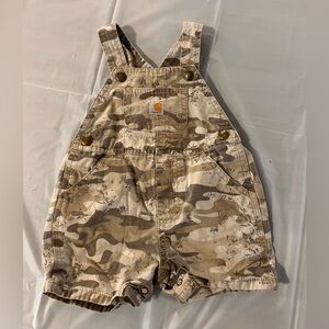 Carhartt Short Overalls Toddler 9 Months Tan Camo Adjustable Straps Cotton